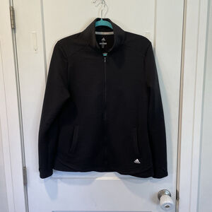 Adidas Golf Womens XL Full Zip Lightweight Jacket Black Thumbs Holes Ribbed